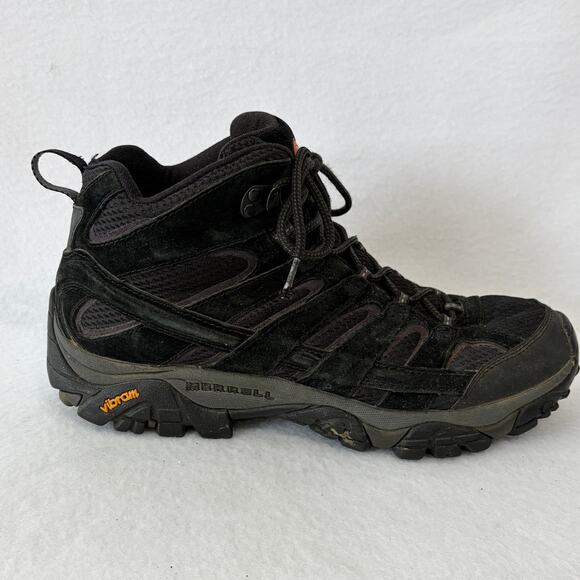 Merrell Hiking Boots Mens 10.5 Black Suede Hi-Top Vibram Soles Performance Shoes main image 5